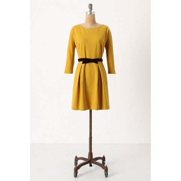 Girls From Savoy Womens Fit Flare Dress XS Mustard Yellow Twee ASO Taylor Swift - Picture 2 of 12